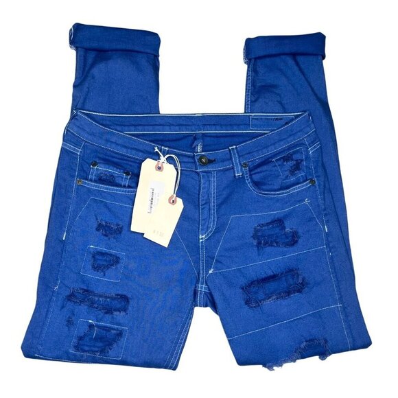 Rag & Bone The Dre Custom Dyed Destroyed Jeans in Indigo Royal Blue SZ 29 NWT - Picture 5 of 10